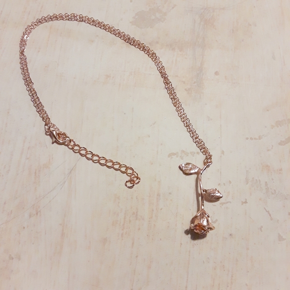 Rose Gold Dangling Rose Pendant Necklace - Picture 4 of 9